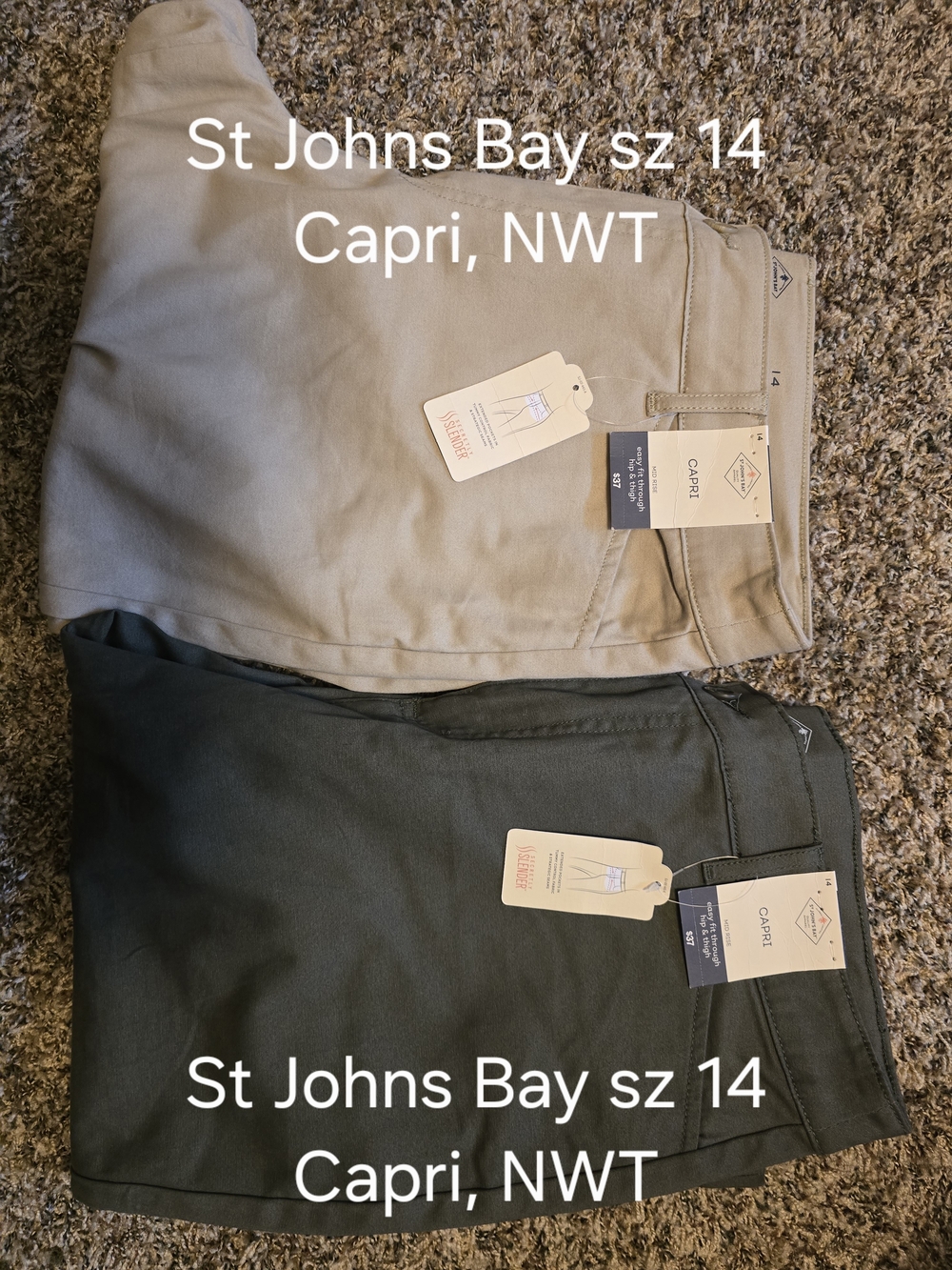 St. John's Bay Women's Capri Pants - Light Beige & Olive